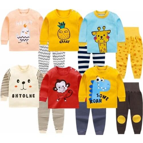 Boys And Girls Autumn Pajamas Set Childrens Pure Cotton Cartoon Top+trousers Childrens Wear Set