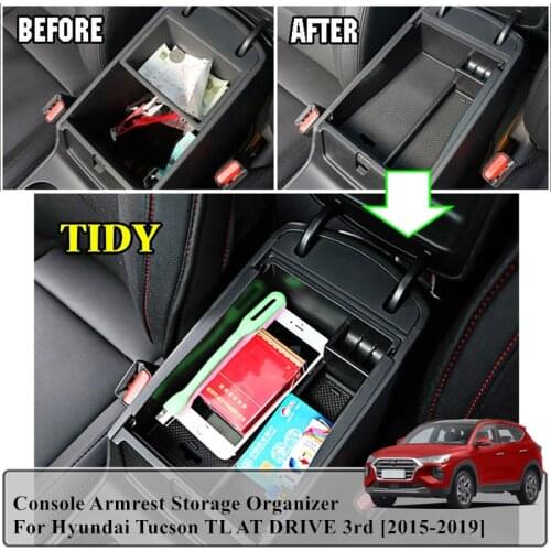 For Hyundai Tucson TL AT DRIVE 3rd 2015 2016 2017 2018 2019 Console Armrest Storage Organizer For Hyundai Tucson TL Armrest Box
