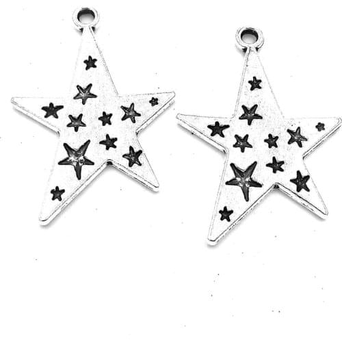 20pcs Pentagrams charms pendant 28x21mm antique silver ornament accessories jewelry making DIY base material