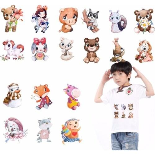 Pulaqi Cartoon Iron On Patches Kawaii Transfers Heat Stickers for Families Lovely Cat Animal Patch DIY Appliques for Clothes H