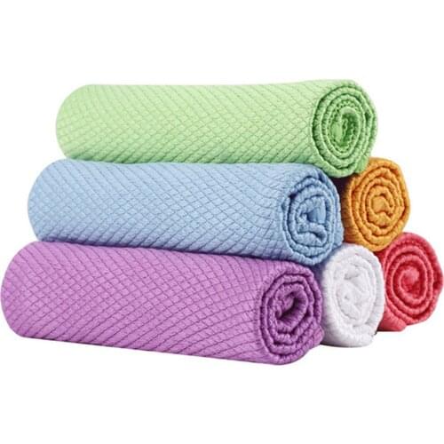 Fish Scale Microfiber Polishing Cleaning Cloth 5/10pcs Soft Microfiber Cleaning Towel Absorbable Glass Kitchen