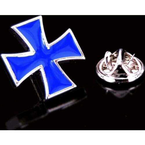 Blue Cross Brooch New Fashion Jewelry Pin mens and womens French hat shirt scarf LAPEL BADGE PIN gift