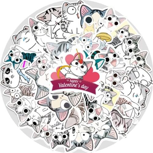 10/30/50PCS Cartoon Fashion Anime Cheese Cat Sticker Cute Private Cat Laptop Luggage Waterproof Guitar Decoration Toy Wholesale