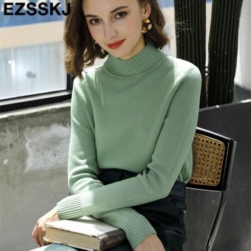 Pure color basic sweater thick Sweater Women Pullover Casual Half Turtleneck Long Sleeve Knit Sweater Female Jumpers