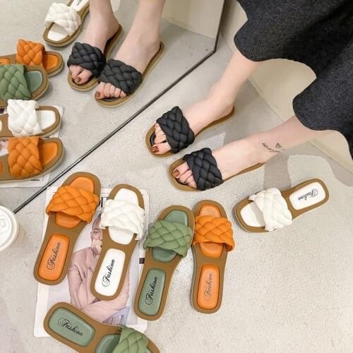 Female Shoes Slippers Soft Luxury Slides Summer Clogs Woman 2021 Comfort Designer Beach Flat Rome PU Basic Shoes Slippers Casual