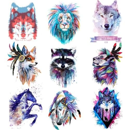 Thermal Patches For Clothing Stripes Badge Punk Animal Lion Thermo-Stickers On Clothes Decor Iron Heat Transfer Iron-On Clothes