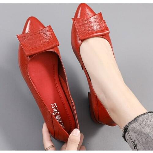 Brand Shoes Thick Heel Ladies Pumps Genuine Leather Pointed Toe Colorful Square Heels Party Handmade Shoes Women