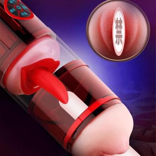 Vagina Licking Tongue Vibrator Masturbation Cup Male Masturbator Deep Throat Penis Suck Massage Realistic Voice