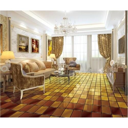 Bathroom waterproof wallpaper Gold high-grade color 3d grid floor pvc self-adhesive wallpaper Home Decoration