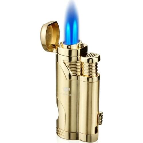 2 Torch Jet Flame Windproof Lighter Refillable Blue Flame Inflatable Double Flame Cigar Lighter smoke with Cigar punch