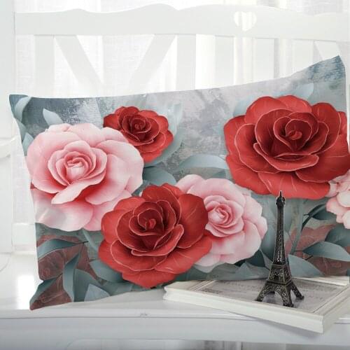 1pc Pillow cover Pillow case Luxury Bedding Pillowcase Pillowcovers decorative Customizable size 3D Print Flowers Grey rose