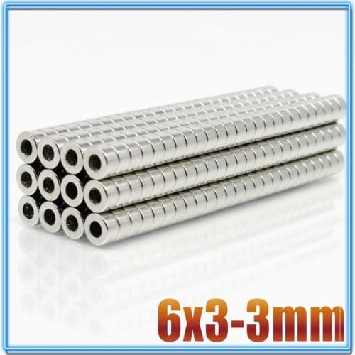 10/20/50/100/500Pcs 6 x 3 mm Hole 3mm N35 Super Strong Permanet Round Neodymium Countersunk Ring Magnet Rare Earth Magnets 6*3-3