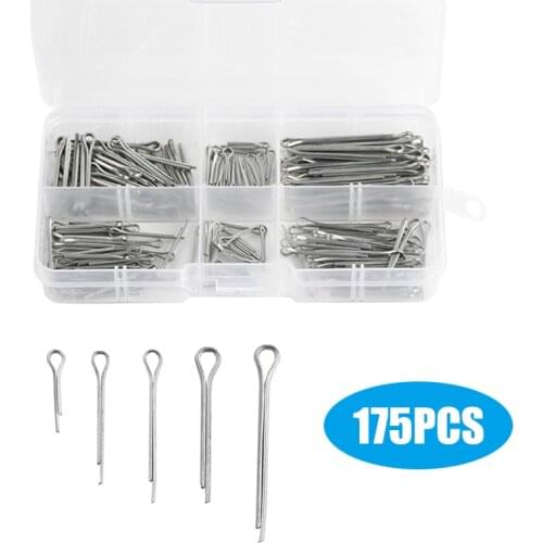 175Pcs/set Assorted Sliver Split Pins Cotter Fixings Zinc Plated Steel Hard Case Link Split Cotter Pin with box