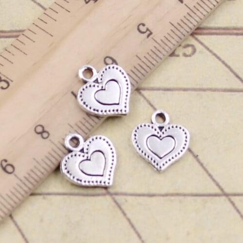 20pcs Charms Double Heart 13x14mm Tibetan Silver Color Pendants Antique Jewelry Making DIY Handmade Craft