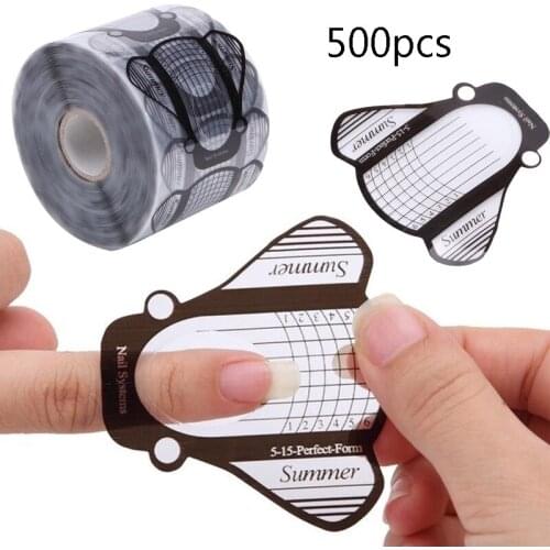 500pcs/roll Transparent Nail Form Acrylic UV Gel Nail Art French Tips Extension Sticker Forms Guide Stencil Manicure Tools