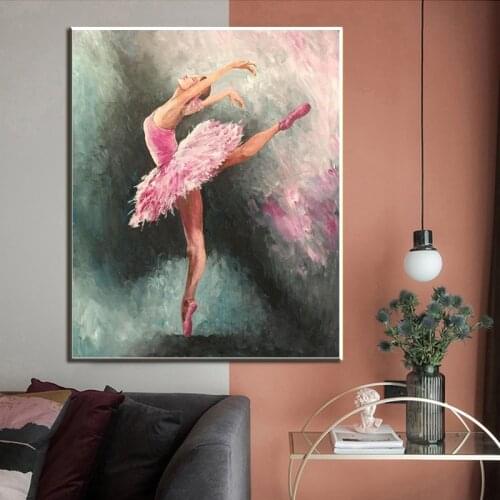 Abstract Ballerina Portrait Oil Painting on Canvas Art Posters and Prints Scandinavian Canvas Art Wall Picture for Living Room