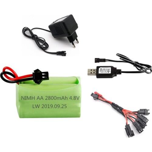 4.8v 2800mah Ni-MH Battery + 4.8V Charger For Rc toys Cars Boats Guns AA 4.8v Rechargeable Battery Pack For rc Tanks Robots