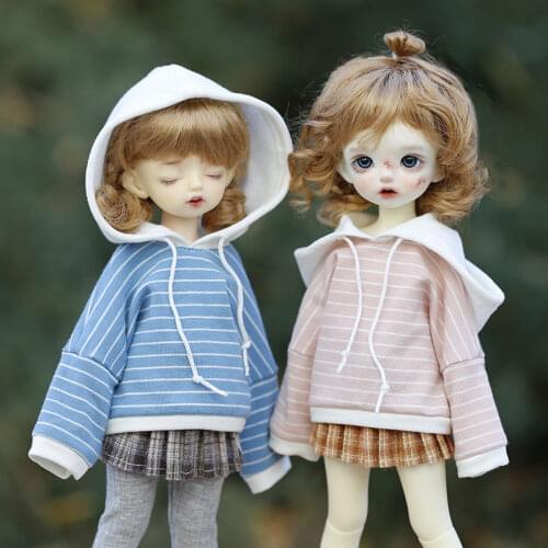 30cm BJD clothes DD SD yosd 1/6 BJD baby clothes accessories loose hooded striped sweater coat for doll