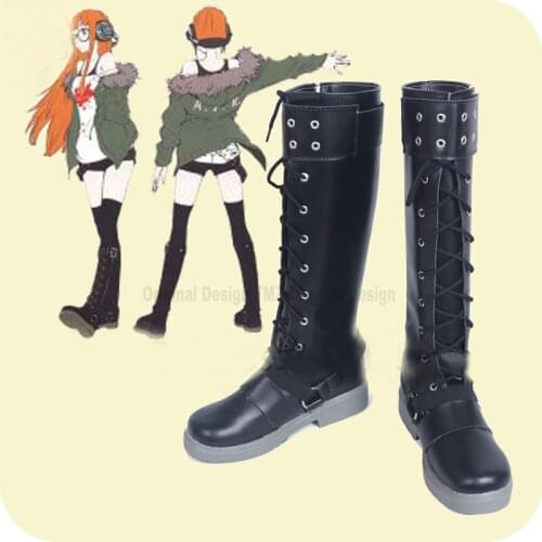 Persona 5 Navi Futaba Sakura Black Cosplay Shoes Boots Anime Halloween Carnival Costume Accessories