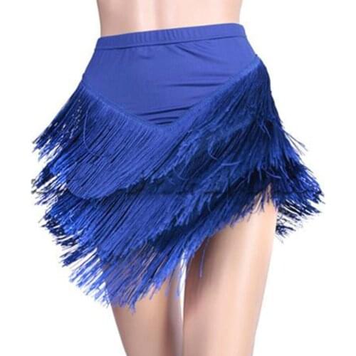 2021 Spring Summer Women Skirts Elastic High Waist Asymmetrical Bodycon Tassel Fringe Skirt Night Club Mini Latin Dance Skirts