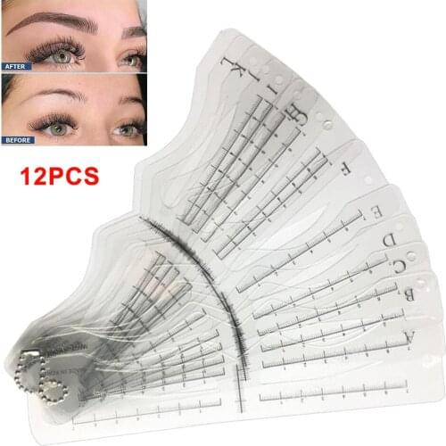 12 pcs Eyebrow Shaping Stencil Template Eye Brow Grooming Kit DIY Makeup Tool