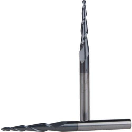 5pcs/lot R1.0*D6*30.5*75L*2F solid carbide 6mm Ball Nose Tapered End Mills router bits cnc taper wood metal milling cutter