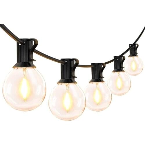 G40 Globe String Lights with 25 Clear Bulbs Outdoor Patio Hanging Fairy String Garland Lights for Wedding Party Christmas Decor