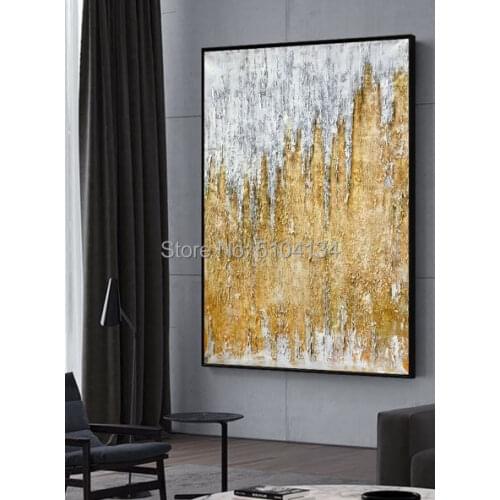Hot art Hand painted Abstract gold Oil Paintings Abstract gold canvas Oil Painting wall painting for Living Room home Decoration