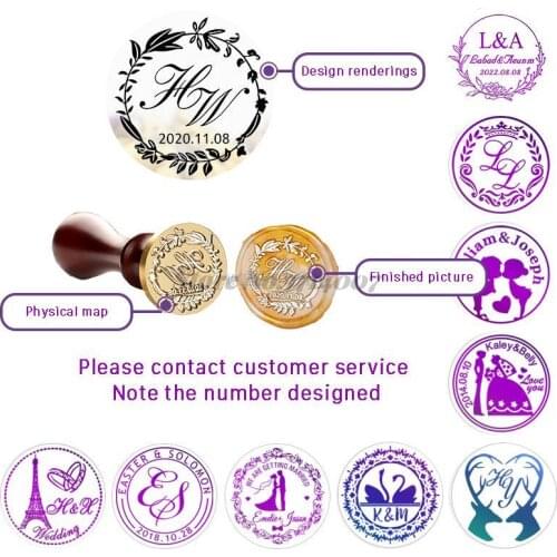 Customize Wax Seal Stamp Logo Personalized Custom Name Date Initials Wedding Invitation Retro Antique Clear for Card Making