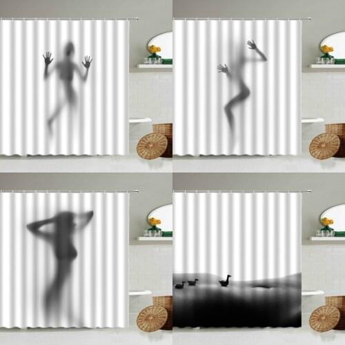 Beauty Woman Shadow Shower Curtain Sexy Elegant Girl Handprint Bathroom Decoration Peepproof Bathtub Waterproof Screen With Hook