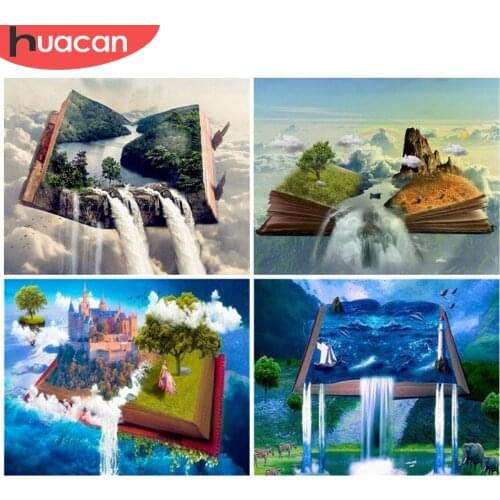 HUACAN DIY Frame Picture By Numbers Waterfall HandPainted Wall Art Unique Gift Painting By Number Scenery Childrens Room Decor