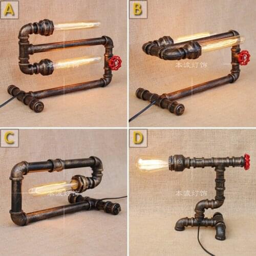 Water pipes Table lights loft simple retro desk industrial wind pipe creative personality living room lamp Table Lamps SG2