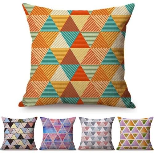 Nordic Triangular Stripe Cushion Cover Colorful Houndstooth Geometric Throw Pillows Cover Office Sofa Personality Decorative