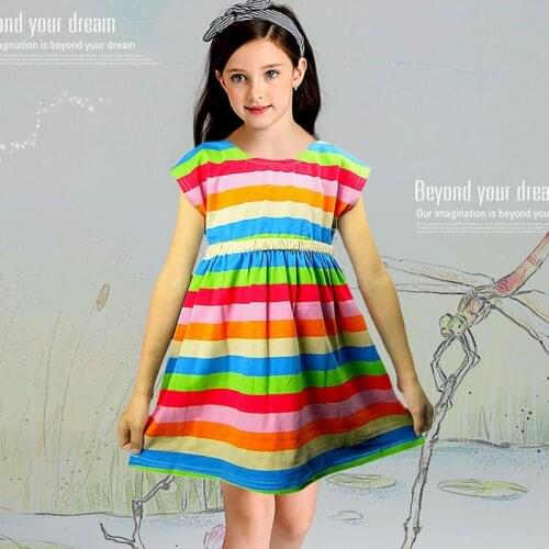 Knit Girl Dress 2019 Summer New Fashion Sleeveless Striped Dress Girl Casual Cotton Dress