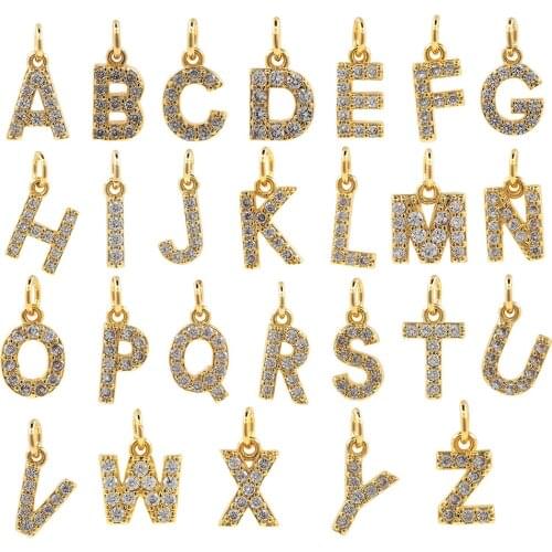 Letter Pendant Zircon Brass A-Z Necklace Is Suitable For Jewelry Making