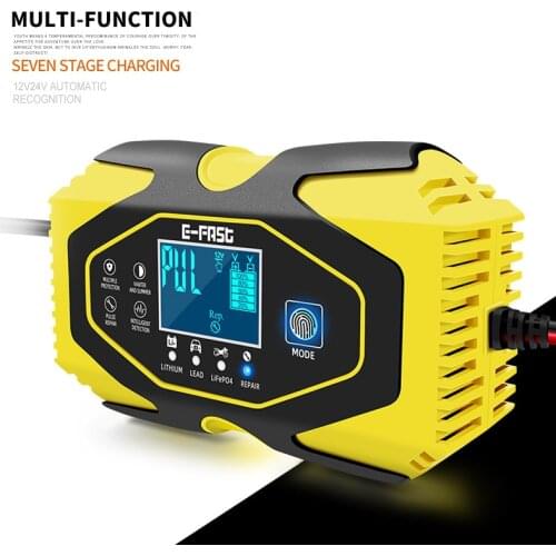 Full Automatic Auto Car Battery Charger 12V 6A Pulse Repair LCD Display Smart Fast Charge AGM Deep cycle GEL Lead-Acid Charger