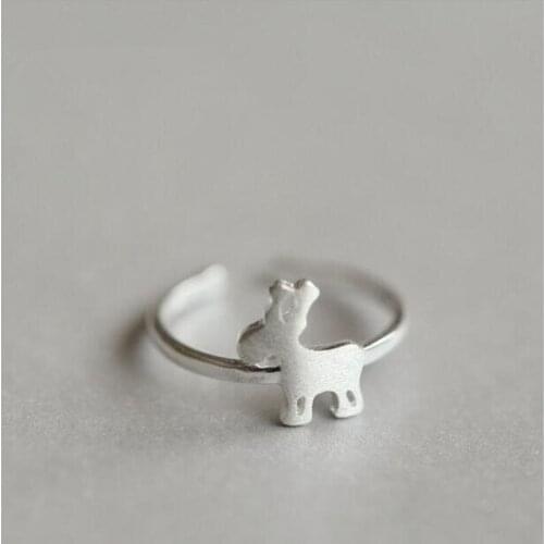 925 Sterling Silver Jewelry Cute Animal Fashion Sweet Beautiful Little Deer Drawing Korean Opening Rings SR103