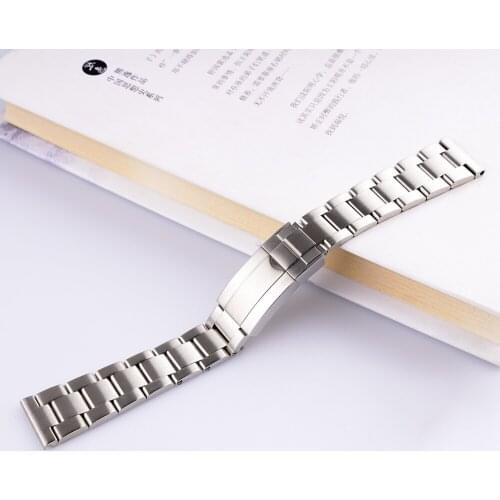 Rolamy 20mm Silver Brushed Stainless Steel Replacement Wrist Watch Band Strap Bracelet With Oyster Clasp For Rolex Seiko Tudor