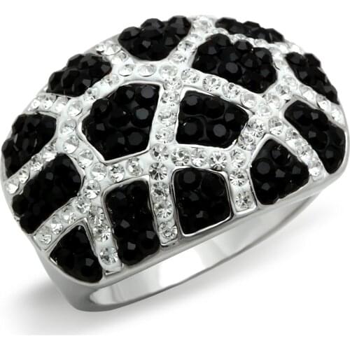 Rhodium + Ruthenium Brass Ring with Top Grade Crystal in Multi Color