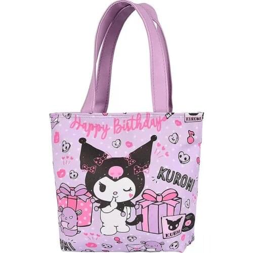 Sanrio hello kitty pu handbag Melody lunch box bag portable tote bag out mobile phone bag key case