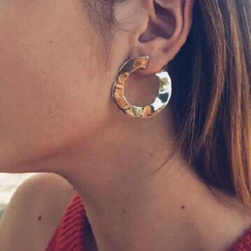 Ex938 Europe Fashion Vintage simple alloy geometry big circle studs earrings 2021 trend Womens Jewelry Accessories