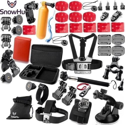 SnowHu For GoPro Hero Accessories Set 360 degree rotating wrist band chest belt For Gopro hero 9 8 7 6 Yi 4K EKEN camera GS14