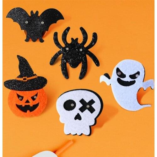 Halloween Luminous Brooch Non-woven LED Ghost Bat Decoration Brooch Costume Prop Pumpkin Badge