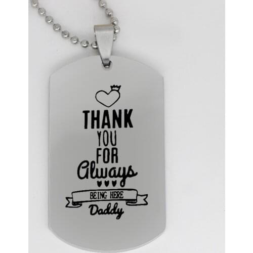 Ufine jewelry dad gift pendant army card Thank you for always being here daddy stainless steel customed necklace N4371