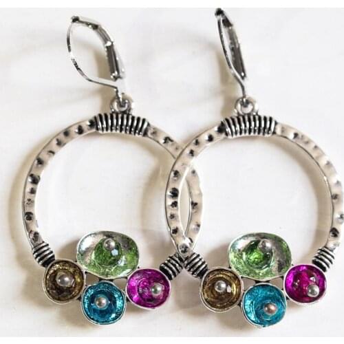 Vintage Rainbow Big Hollow Circle Hanging Dangle Earrings Ethnic Tribal Earrings 2019 Exaggerated Jewelry aretes de mujer Z4D257