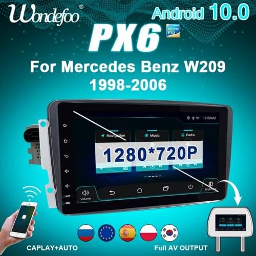 Wondefoo PX6 1 DIN Android 10 Car radio For Benz W209 W203 W168 W208 W463 W170 Vaneo Viano Vito E210 auto audio BT no 2DIN 2 DIN