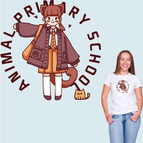 Japan cartoon character litter girl Thermal transfer printing Patches for clothing Applique on Clothes Letter Stickers