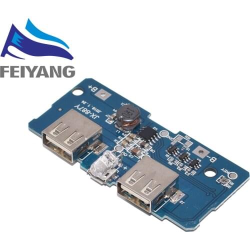 18650 Dual Micro USB 3.7V to 5V 2A Boost Mobile Power Bank DIY 18650 Lithium Battery Charger PCB Board Step Up Module With LED