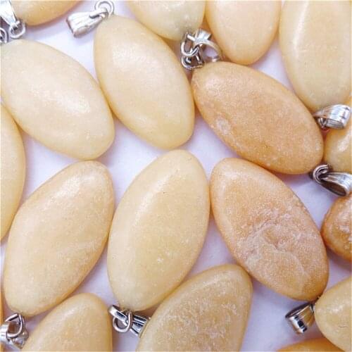 50Pcs 28x15x6mm Wholesale Natural Yellow Aventurine Oval Pendant Bead DIY Jewelry Accessories Earrings S550