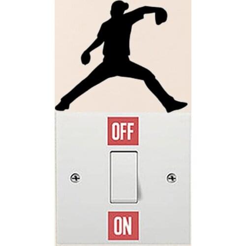 Baseball Player Fashion Wall Decal Switch Sticker Home Decor Vinyl 6SS0479